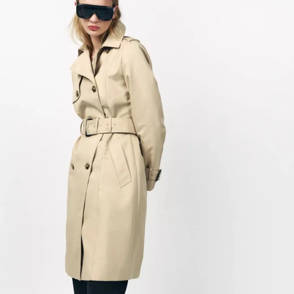 LAST CHANCE Zara 2025 Classic Beige Double-Breasted Belted Trench Coat NWT